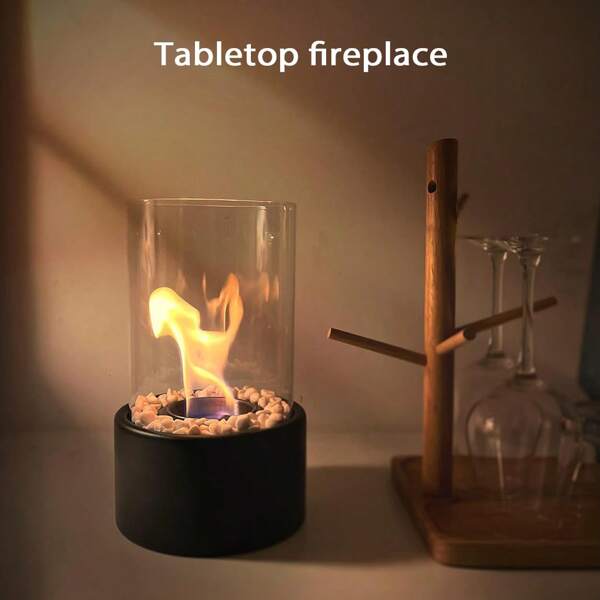 Lámpara de chimenea de alcohol de escritorio, calentador portátil para exteriores y campamentos, adecuado para decoración del hogar y ambiente de fogata