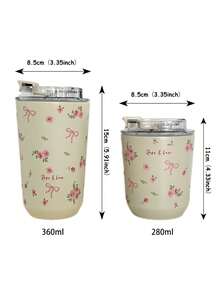 1 件粉色蝴蝶结和碎花 280ml/380ml 双层不锈钢保温杯、杯子、水瓶，适用于健身房、办公室、家居、户外、旅行、节日礼物、毕业典礼、返校、母亲节 - 彩色 - 查看 9