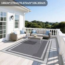 Alfombra exterior impermeable de 5x8 pies, alfombra reversible de plástico, alfombra de área moderna, tapete grande para exteriores, autocaravana, patio, patio trasero, cubierta, picnic, playa, camping, gris y blanco - marco de avión - Ver 16