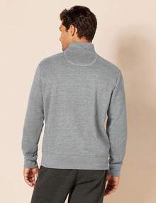Men's Long-Sleeve Quarter-Zip Pullover Fleece Sweatshirt, Style - Medium Grey Heather - View 2