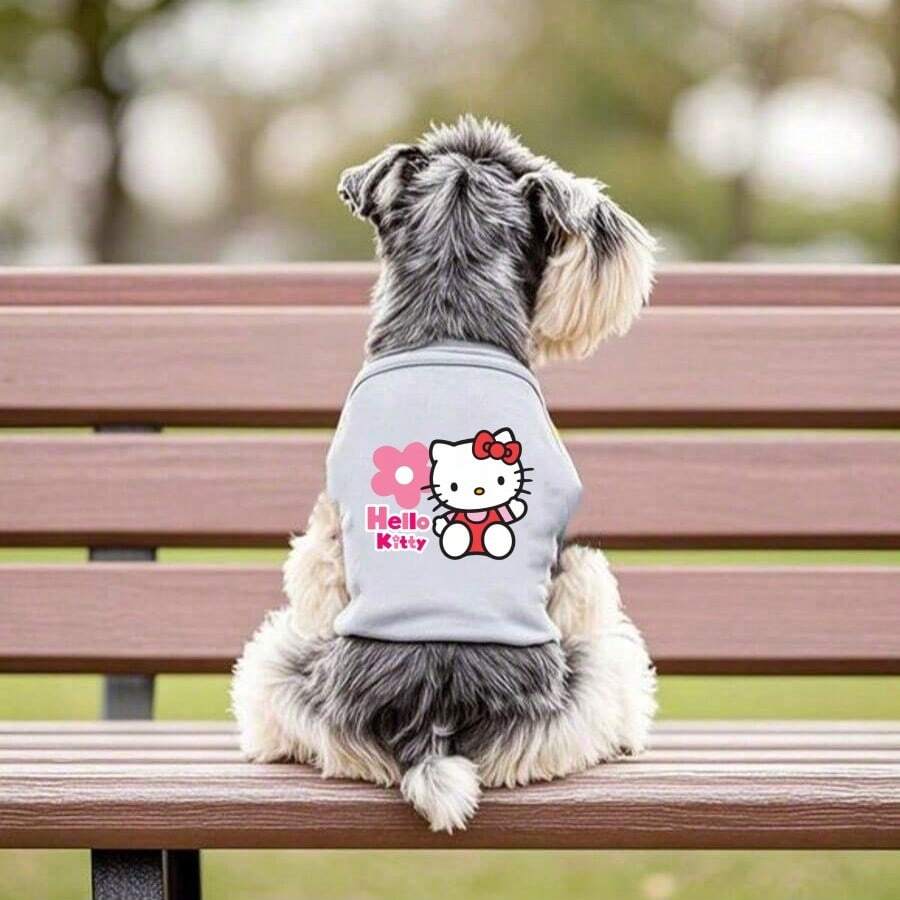 Sanrio 1 Peça Fantasia Respirável e Macia para Cães e Gatos, Regata Estampada com Hello Kitty para Animais de Estimação