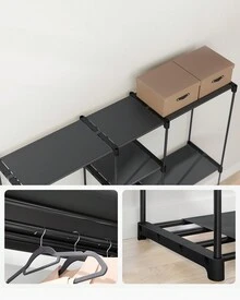 Portable Open Wardrobe, Clothes Rack, Freestanding Wardrobe With Clothes Rails And Fabric Shelves For Bedroom, 43 X 182 X 182 Cm Black - Black - View 4