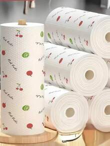 高吸水性一次性加厚厨房纸巾 - 印花多层速干清洁布，适用于油脂、地板、台面 - 重型通用厨房、客厅、露台、厨房巾、台面擦拭、除油、时尚家居用品、涤纶混纺（印花图案随机发送）、家庭清洁、厨房清洁、派对清洁 - 彩色 - 查看 9