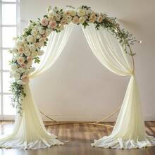 Wedding Arch Draping Fabric, 1 Panel 18FT Burgundy Sheer Backdrop Curtain Chiffon Fabric Drapery Voile Scarf Draping Panels For Wedding Archway Ceremony Curtain Valance Party Decoration - 象牙色窗簾 - 查看 8