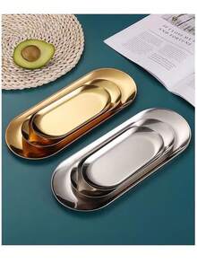 Storage Tray, Towel Tray, Home Decoration, Wedding Gift, Party Supplies, Perfect Choice For Daily Storage - Essential For Apartments, Customizable Jewelry And Decorative Tray Sets, Versatile Uses - Elegant Gold/Silver Color, Back To Campus Kitchen - Universal Housewarming, Christmas And Mother's Day Gifts | Fashionable Retro Style, Stainless Steel Material And Personalized Design