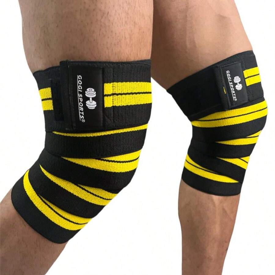 GOGI SPORTS Knee Wraps Vendas Para Rodilla Calidad Premium Crossfit Gym - Amarillo - Ver 1