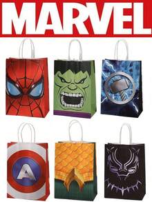 6pcs Gift Bag Kraft Bags Hulka Birthday Party Paper Favors Bags Decor