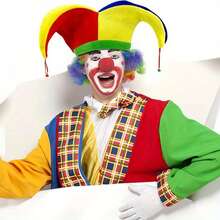 4-Piece Carnival Clown Dress Up Set, Including Clown Hat, Colorful Bowknot And Necktie, Clown Red Nose, Fun Party Accessories For Masquerade Events, Clown Costume, Prom Party Dress Up Cos Suit Christmas