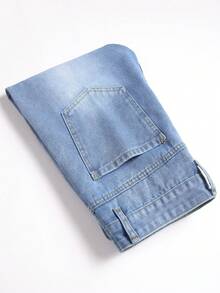 Men's Heavy Embroidered Five-Pointed Star Casual Couple Straight Jeans Ripped Distressed Slim Jeans For Women - Màu xanh lam - Xem 10