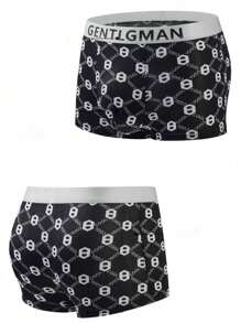4pcs/Pack Men's Breathable Ice Silk Printed Letter Boxer Briefs