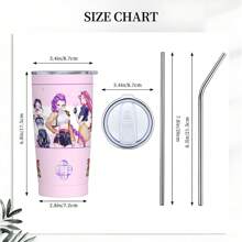1 Stück 40oz/20oz Edelstahl Isolierbecher, Großer Fassungsraum auslaufsicher mit Strohhalm, geeignet für kalte & heiße Getränke - perfektes Geschenk für Kpop-Fans, ideal für Reisen, Büro, Auto, Zuhause - wiederverwendbarer tragbarer Getränkebehälter mit hochwertigem bedrucktem Dämonenanimationsdesign