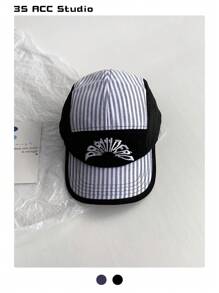 1pc Soft Top Retro Plaid Visor Hat, Women Large Brim Sun Protection Five Panels Cap, Streetwear Flat-Brim Casual Hip-Hop Baseball Cap, Suitable For Spring/Summer, Unisex