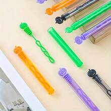 24/12pcs Halloween Pumpkin Bubble Wands, Convenient Test Tube Empty Bubble Wands, No Liquid Included, Mini Plastic Party Favors - Suitable For Halloween Party, Birthday Party, Multi-Pack Party Favors, Party Favor Fillers, Random Colors