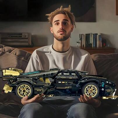 Bộ 1690 khối lắp ráp xe thể thao màu đen - Mô hình sưu tầm dễ lắp ráp, hoàn hảo làm quà tặng Giáng sinh, Halloween và sinh nhật