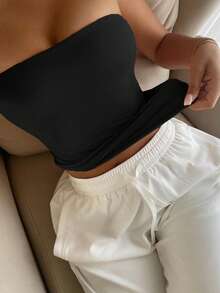 Vaiaye 女士无缝无肩带纯色弹力修身吊带背心，春夏百搭无肩带基础款背心，情人节时尚之选