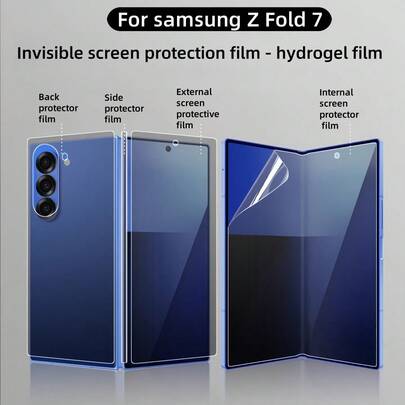 1 Set de Protector de Pantalla para Samsung Galaxy Z Fold 6/Galaxy Z Fold 7, Película Protectora de TPU Suave para Pantalla Interior/Frontal/Trasera, Película Protectora Ultra Clara HD, Protector de Pantalla Completo Anti-Arañazos y Anti-Caídas