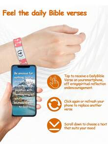 1pc Bible Verse Bracelet, NFC Enabled Christian Daily Prayer Text Bracelet, Unisex, Suitable As Holiday Gift For Halloween, Christmas, New Year