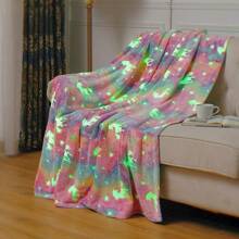 A Flannel Luminous Blanket, Children's Blanket, Nap Blanket, Travel Blanket, Colorful Unicorn Pattern, Soft And Comfortable, Is A Holiday Gift For Children.