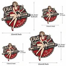 Pegatinas con diseño vintage "Reparación de vieja escuela" para transferencia de calor, parches de planchar para camisas, mochilas, gorras y antifaces, diseño de moda clásico para mujeres, pegatina de ropa fácil de aplicar