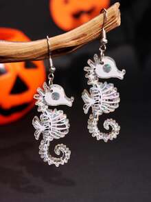 1 Cặp khuyên tai acrylic hình đầu lâu Punk & cá ngựa thời trang, tinh tế, đa năng, độc đáo, sáng tạo dành cho nữ, thích hợp cho hàng ngày, tiệc tùng, đi làm, ngày lễ - Nhiều màu - Xem 4