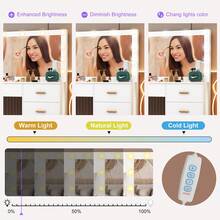 White Dressing Table +Charging Station Vanity Desk Set W/ 11 LED Bulbs Mirror UK - White - View 8