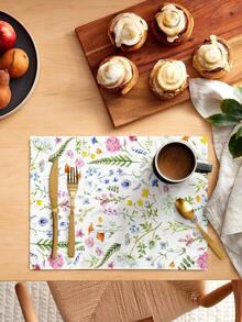 1 pieza Corredor de mesa de cocina con patrón floral mesa poliéster para casa - Multicolor - Ver 5