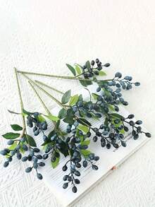 4pcs/Set 13.78" Realistic Artificial California Blueberry, Olive Branches With Stems, Berry Stems, Perfect For Spring Wedding DIY Farmhouse Vase Decor, Floral Vase Filler, Home Office Party Decor, Romantic Wedding Centerpiece And Elegant Tabletop Decor, Autumn, Halloween, Thanksgiving, Christmas Decoration - Blue - View 10