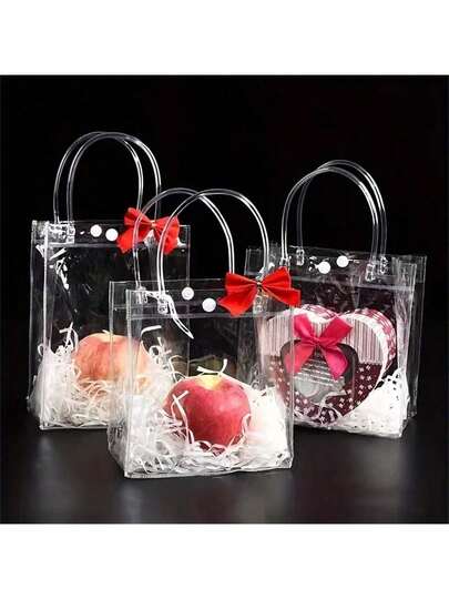 Bolsas de regalo de PVC transparente, bolsas de fiesta transparentes, adecuadas para aperitivos, dulces, regalos pequeños, útiles escolares, Día de San Valentín y talla grande