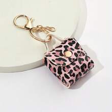 1 Piece Leopard Print PU Leather Keychain, Rectangular With Lobster Clasp, Decorative Sports Theme Family Keychain, Ideal Gift For Mother's Day