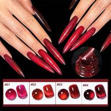 0.5oz Cat's Eye Gel Polish With 15ML Holographic Glitter Glitter Translucent Jelly Color Magnetic Polishing Salon DIY At Home - 紅色 - 查看 5