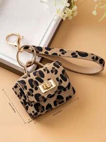 1pc Leopard Print PU Leather Flocked Coin Purse Keychain - Stylish & Premium Portable Pendant, Suitable For Car Keys/Bags/Backpacks, Perfect For Daily Commute/Dates, Ideal Gift For Girlfriends & Besties Christmas Bag Charms Car Accessories Teacher Sister Gift Ideas - Multicolor - View 3