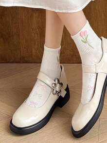 5 Pairs Kids' Solid Color Casual Mid-Calf Socks