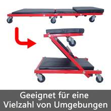 2 In 1 Folding Mechanics Car Creeper, 36-Inch Heavy-Duty Convertible Stool Crawler Board With 6 Rotatable Wheels – 2-In-1 Folding Workshop Creeper - Black - View 6
