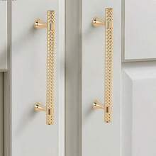 1 par (2 piezas) de tiradores de gabinete de metal con textura de estilo moderno minimalista, con detalles de agarre con patrón, forma rectangular, para decoración de cajones y puertas