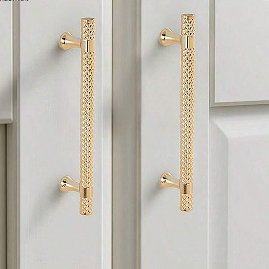 1 par (2 piezas) de tiradores de gabinete de metal con textura de estilo moderno minimalista, con detalles de agarre con patrón, forma rectangular, para decoración de cajones y puertas