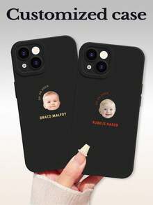 1 件极简肖像、日期、姓名和文字定制全覆盖硅胶镜头保护手机壳，兼容 16、15、14、13、12、11 Pro Max - 黑色 - 查看 6