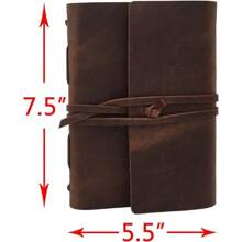 Leather Journal Writing Notebook Genuine Leather Bound Daily Notepad For Men Women Lined Paper 240 Kraft Pages, Handmade, Rustic Brown, 5x 7 In