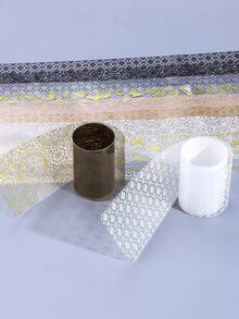 10卷/盒金属波西米亚指甲转印箔烫金银玫瑰金白黑蕾丝曼陀罗花蝴蝶图案星空纸贴纸贴花DIY奢华全息Y2K沙龙美甲设计美甲装饰配件美甲用品 - 彩色 - 查看 7