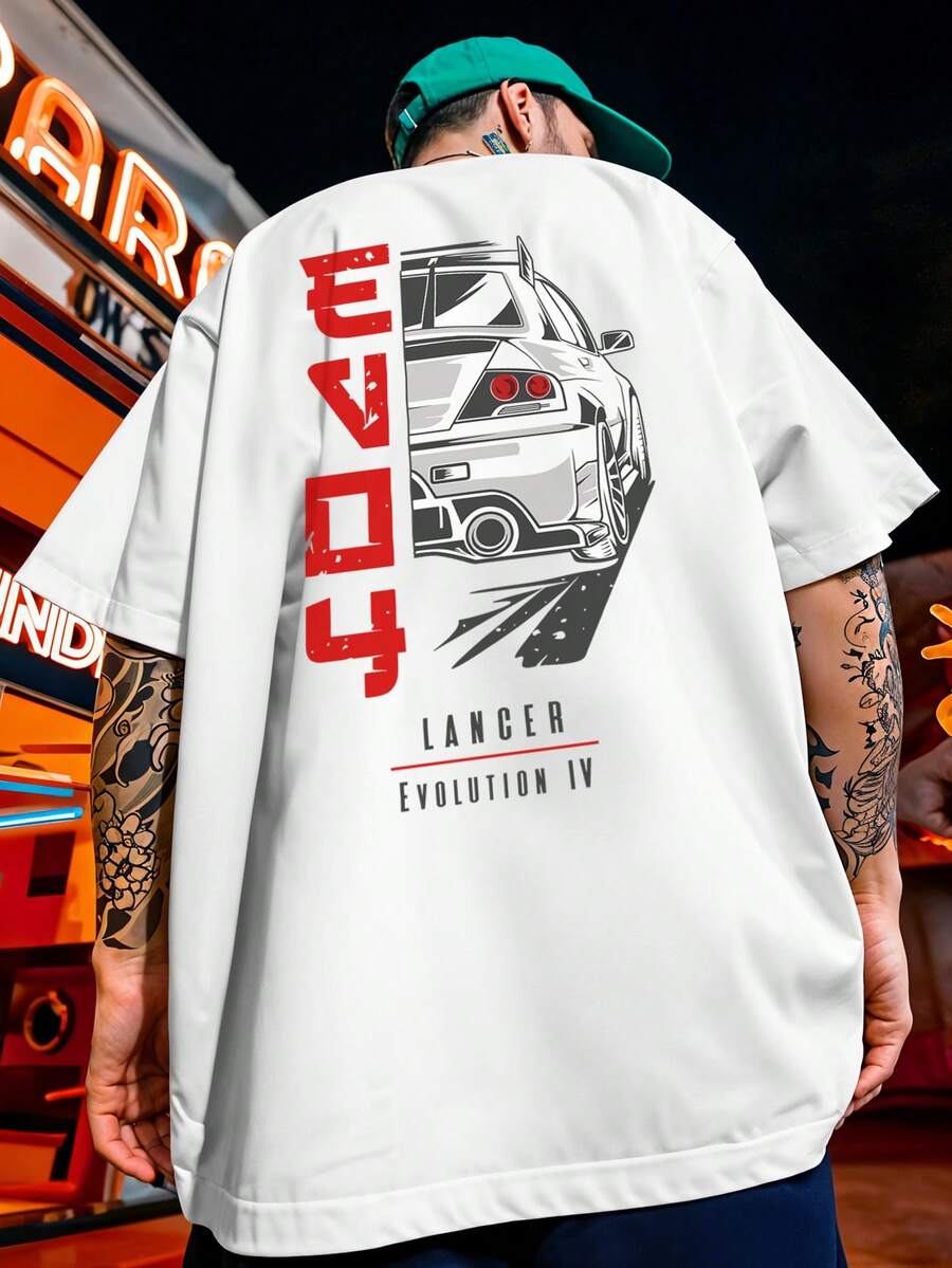 Oversized Streetwear T-Shirt JDM EVO 4 Lancer Evolution Tunada REF 7251 VEST NERD - 白色 - 查看 1