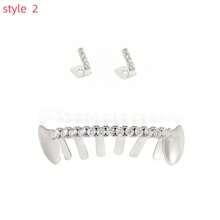 1 件 14K 时尚简约小众设计男女通用单齿牙套，镶嵌 4 颗钻石，欧美风格个性化嘻哈牙齿饰品，适用于婚礼、派对、嘻哈牙齿牙套派对、夜总会、装饰品，包含可调节贴合度的牙胶，男女通用礼物