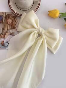 2pcs/Set Black & White Satin Oversized Bow Hair Clips, Large Size With Flowing Ribbons - Suitable For Girls And Women, Fits Various Hairstyles, Ponytail And Bun, Great For Back To School, Halloween Events And Daily Wear, Halloween Accessories, Fall, Festival, Rave Accessories, Claw Clips, Hair Claws, Hair Slide, Hair Barrettes, Fall Fashion, Autumn, Winter Outfit For Women, Bows, Cute, Hair Accessories - Multicolor - View 3