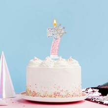 1pc Glitter Birthday Number Candle, 3D Design Cake Birthday Party Wedding Anniversary Celebration Supplies, Glitter Blue Crown Theme Birthday Decoration, Happy Birthday Party Supplies, Number 0 1 2 3 4 5 6 7 8 9