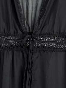 Women Chiffon Kimono Cardigan Lace Long Maxi Dress Beach Dress Swimsuit Beach Poncho Bikini Cover Up - Black - View 7