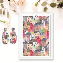 1 coală de hârtie de transfer pentru lut polimeric, imitație de marmură retro abstract flori lut transfer hârtie pentru cercei din lut polimeric, vintage flori margarete transfer hârtie lut bijuterii pictură în ulei bijuterii - Multicolor - Vizualizare 24