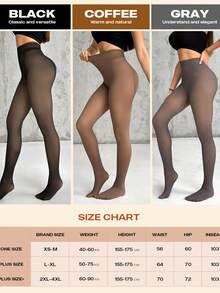 ChicMe 女士羊毛衬里紧身裤保暖高腰修身仿半透明连裤袜打底裤冬季保暖日常穿着