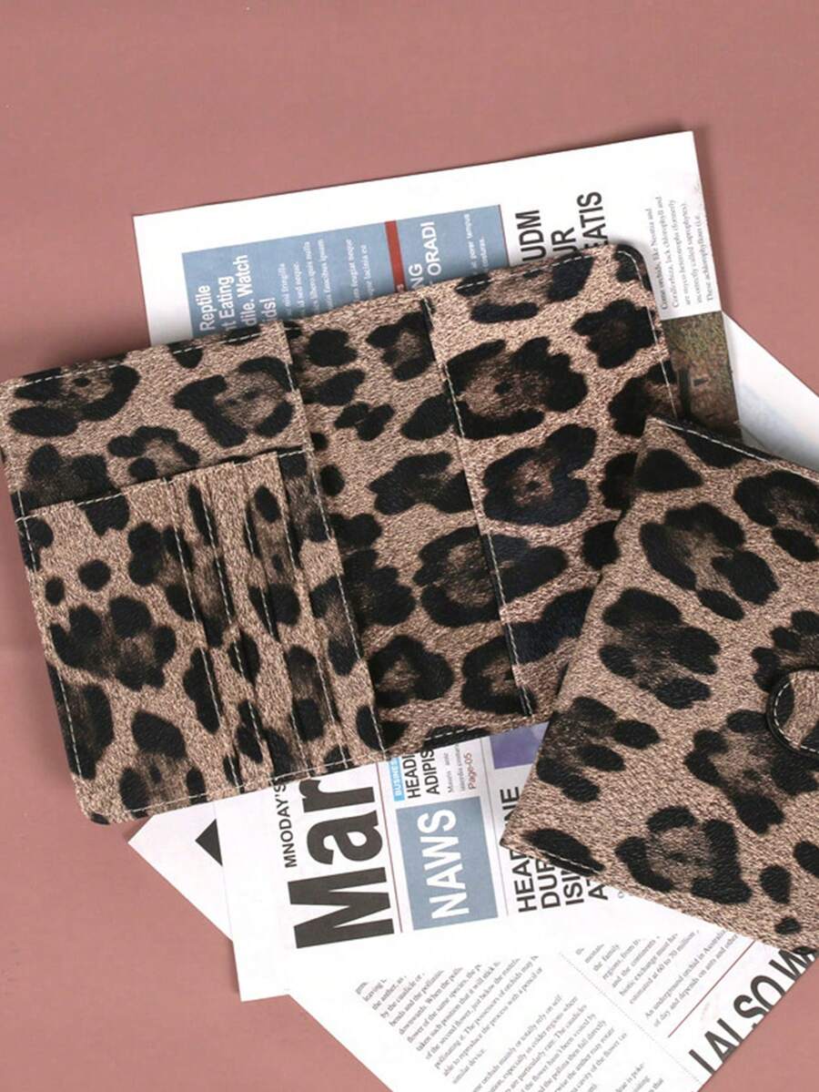 1pc RFID Anti Demagnetization Leopard Print Passport Clip, With Elastic Band To Tie The Passport Book. Multi Slot Airline Ticket Jacket. Convenient And Practical, Sturdy And Durable, ID Storage Bag. Home And Daily Necessities - Multicolor - View 1