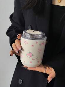 1 件粉色蝴蝶结和碎花 280ml/380ml 双层不锈钢保温杯、杯子、水瓶，适用于健身房、办公室、家居、户外、旅行、节日礼物、毕业典礼、返校、母亲节 - 彩色 - 查看 6