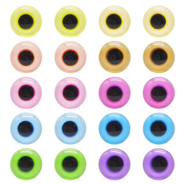 20Pcs Mixed Glass Eyes Cabochons With Round Pupils, Flat Back Animal Eyes, DIY Craft Doll Making Supplies For Bear Cat Dog Toys (6mm - 30mm)