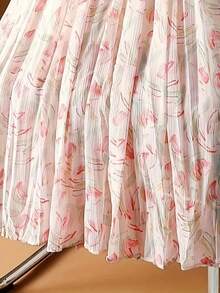 优雅印花褶裥A字半身裙，浪漫时尚，适合日常穿着、购物、约会、度假，是春夏的理想之选，四季皆宜。 - 淺粉色 - 查看 4