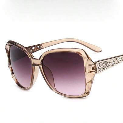 2 Pairs Geometric Framed Rhinestone Embellished Fashion Glasses